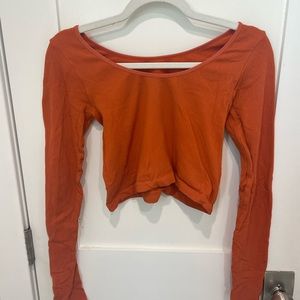 Orange long sleeve bodycon crop top